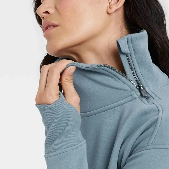 All in Motion  Women's Size S Asymmetrical Zip Pullover Sweatshirt blue. - Picture 3 of 8